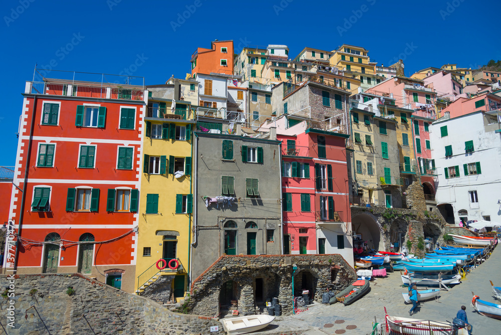 Colorful seaside buildings of Riomagiorre in the Cinque Terre