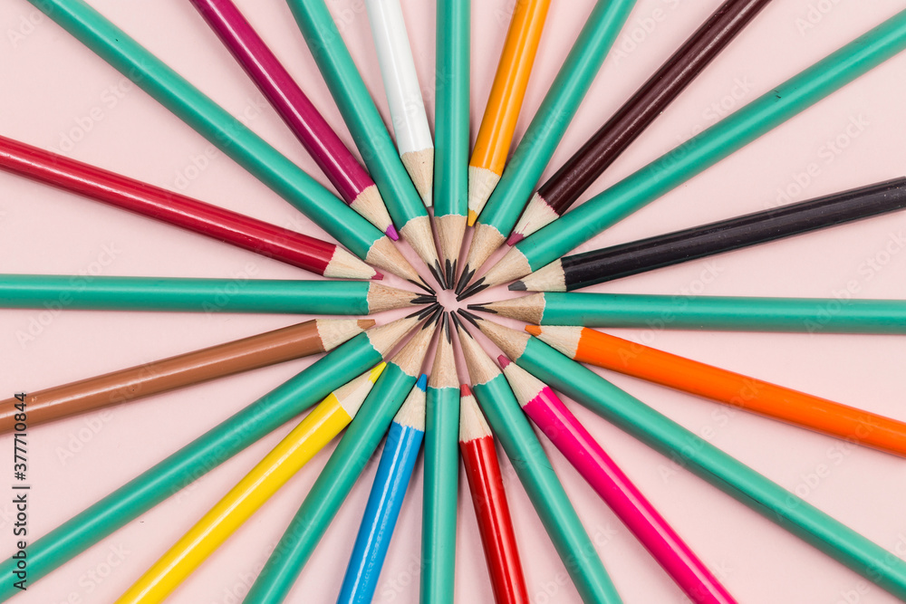 There are many colored pencils on the table There are many colored pencils on the table