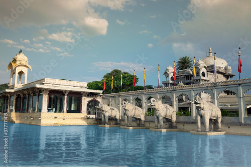 Elephants in Jag Mandir is a Palace Built on An Island in The Lake Pichola Udaipur City, India 