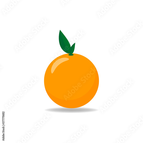 Orange fruit with leaf and slice. Vector illustration