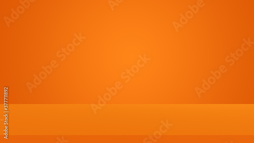 Orange tabletop on orange wall background. Halloween and decoration concept