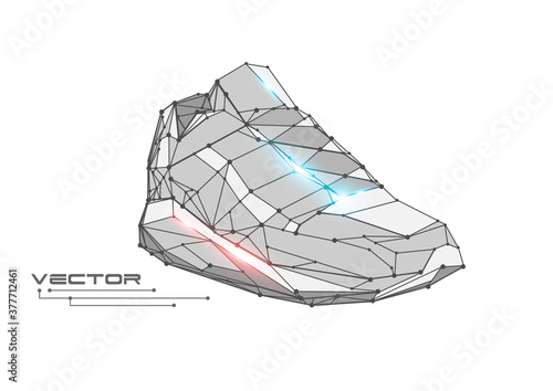 Sports Shoes  .Sneaker  poly  on white background.Healthy lifestyle.Vector illustration.