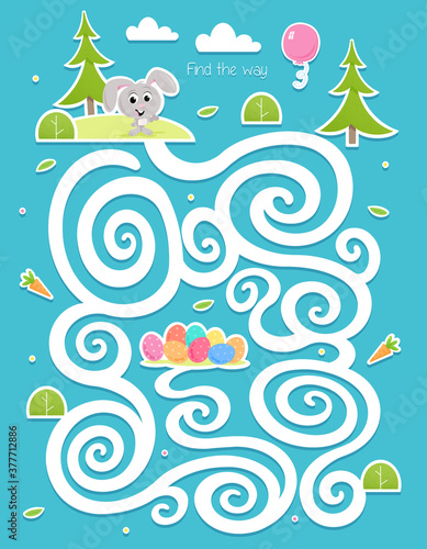 Easter bunny and easter eggs - Lovely educational game suitable for preschool and school children - Find the way