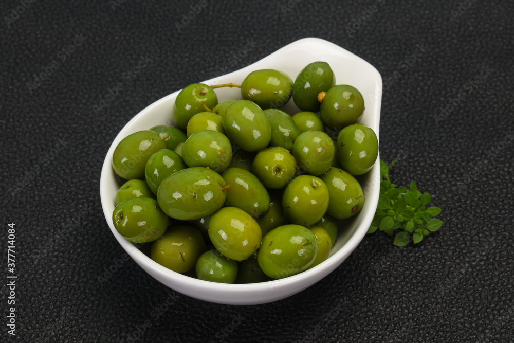 Green Campo Real olives in the bowl Green Campo Real olives in the bowl