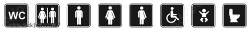 Toilet icons set, man and woman symbol, toilet signs, WC toilet signs, vector illustration