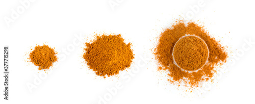 Mixture of Indian Spices and Herbs Powders Isolated