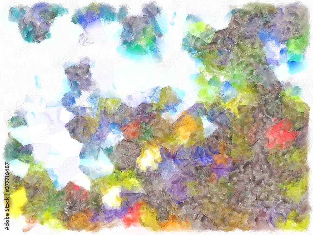 Naklejka premium Illustration style background image Abstract patterns in various colors Watercolor painted pattern.