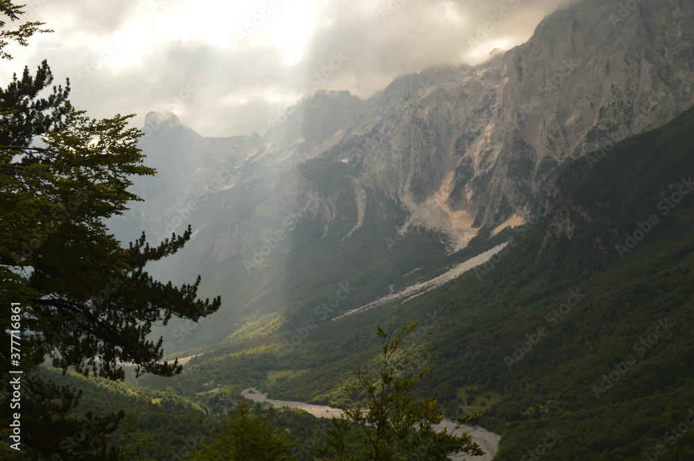 Stunning mountain landscape in the Valbona Valley in Albania
