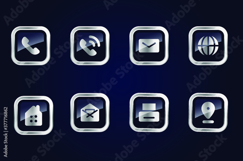A set of silver colour brighten contact icons - Vector 