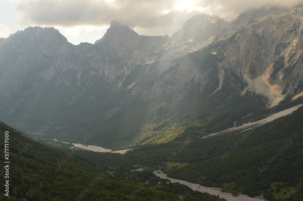 Stunning mountain landscape in the Valbona Valley in Albania Stunning mountain landscape in the Valbona Valley in Albania