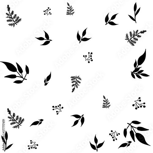 Print Hand-drawing silhouette background collection. Vector floral. Element for design. © NATALIIA TOSUN