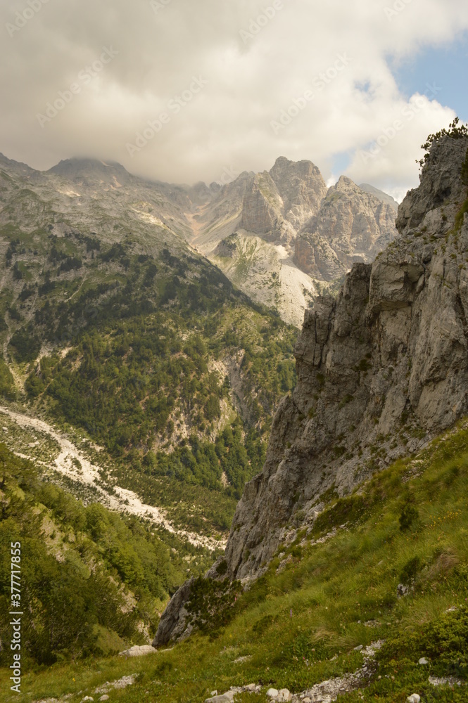 Fototapeta premium The dramatic mountain landscapes of the Valbona Valley in Albania