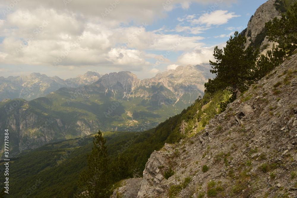 Fototapeta premium The dramatic mountain landscapes of the Valbona Valley in Albania