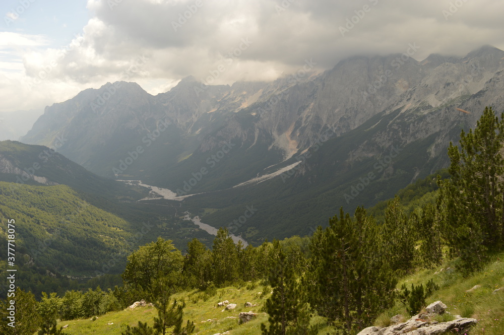Fototapeta premium The dramatic mountain landscapes of the Valbona Valley in Albania