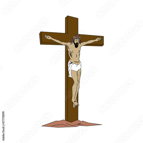 Icon of the crucifixion of Christ. Church symbol for the Easter holiday. The biblical sign of redemption.