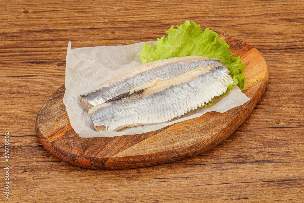 Herring fillet with salad leaves Herring fillet with salad leaves