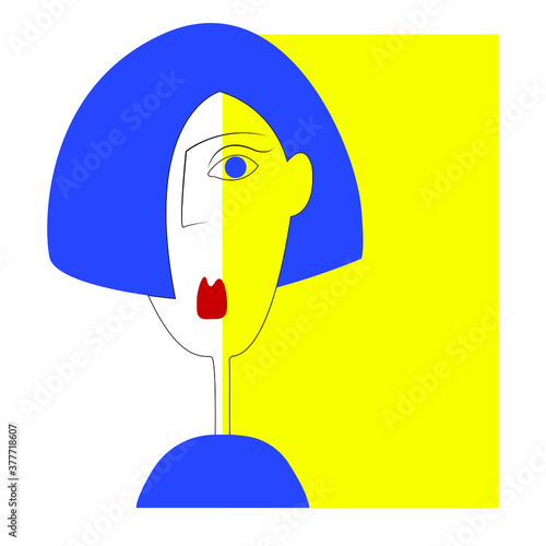 abstract fashion portrait in trendy colors. beauty, style and fashion in a minimalistic image. face of a woman for the design of cosmetics and women's things.