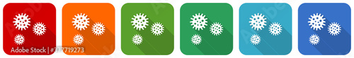 Virus, coronavirus, covid-19, infection icon set, flat design vector illustration in 6 colors options for webdesign and mobile applications