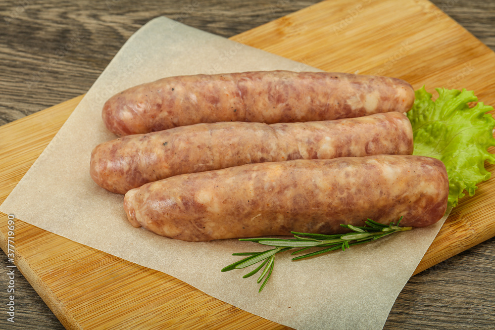 Raw pork meat sausages for grill Raw pork meat sausages for grill