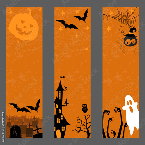 Happy halloween banner. Set of vector design elements.