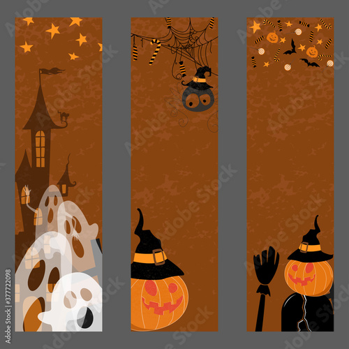 Happy halloween banner. Set of vector design elements.