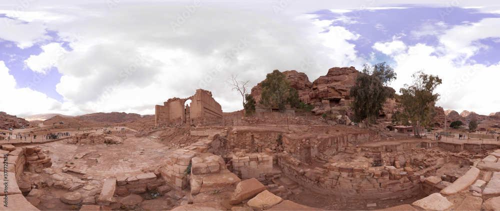 High Resolution 360 Panoramic HDR Images Taken in Petra (Wadi Mousa) and it's most famous historical landmarks, Suitable for AR VR or creating textures for desert environment High Resolution 360 Panoramic HDR Images Taken in Petra (Wadi Mousa) and it's most famous historical landmarks, Suitable for AR VR or creating textures for desert environment