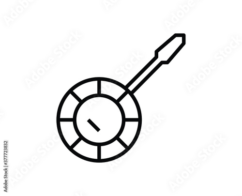 Benjo Icon Vector, Benjo Classic Instrument, Benjo instrument icon, benjo black icon in white background, benjo vector illustration
