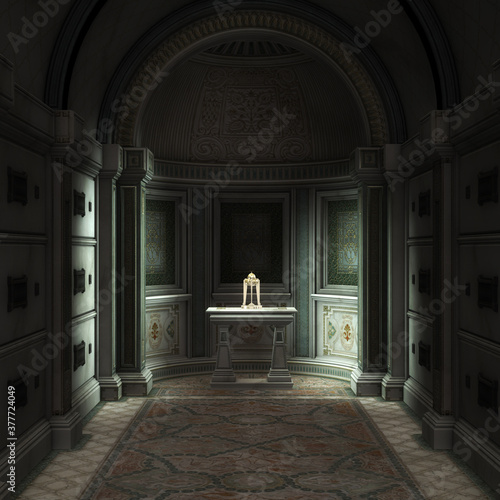 Fotografi 3d rendered crypt interior