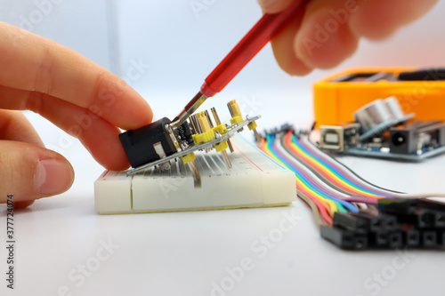 Beginner get started with electronics by creating circuits using a solderless breadboard and wires.