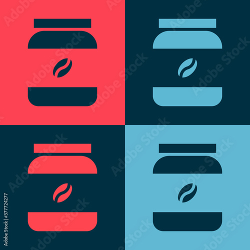 Pop art Coffee jar bottle icon isolated on color background. Vector Illustration.