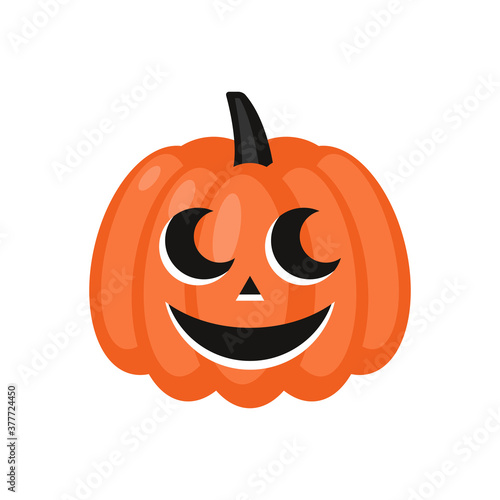 Cute Halloween jack o lantern pumpkin character. Flat style cartoon illustration