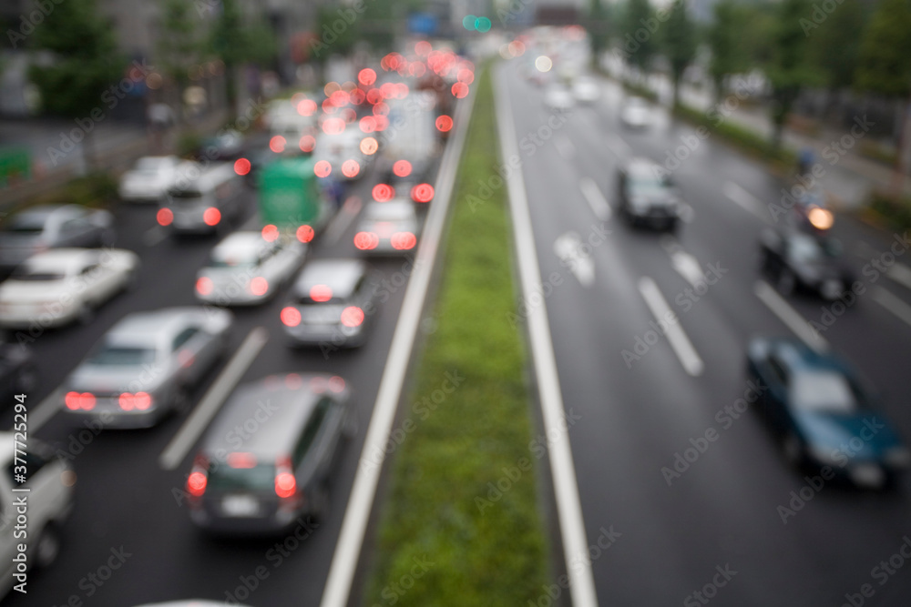 Traffic in Rain, Tokyo, Japan