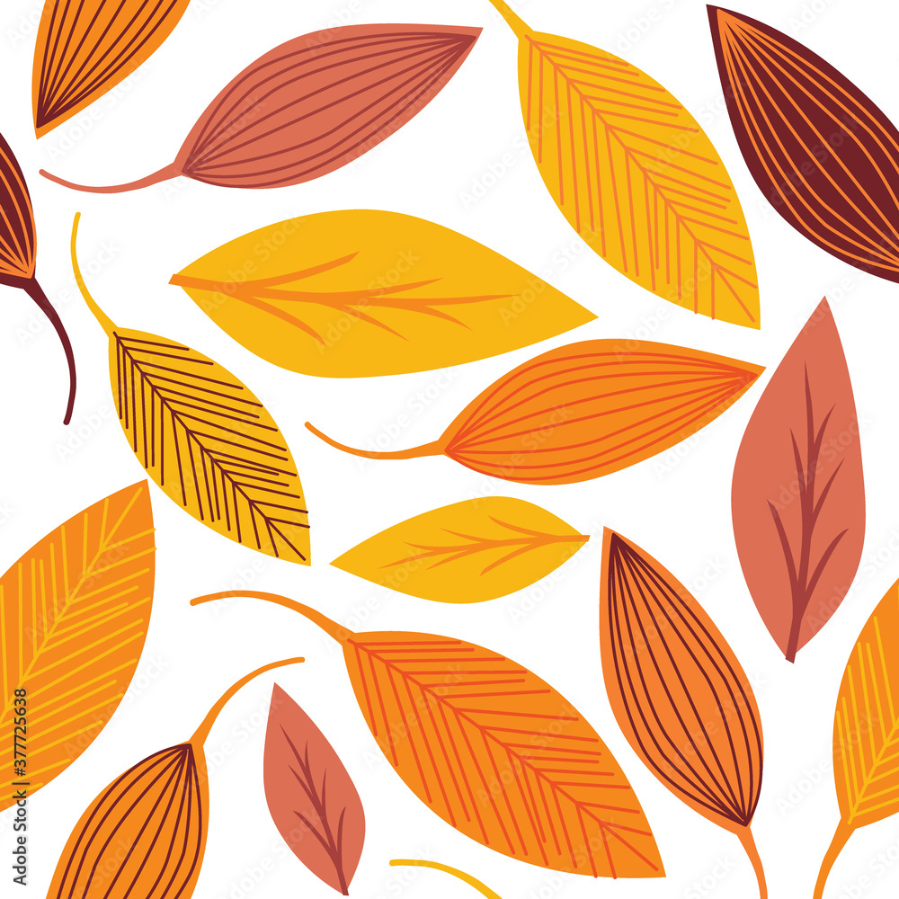 Obraz premium Seamless leaves for autumn design background, vector illustration