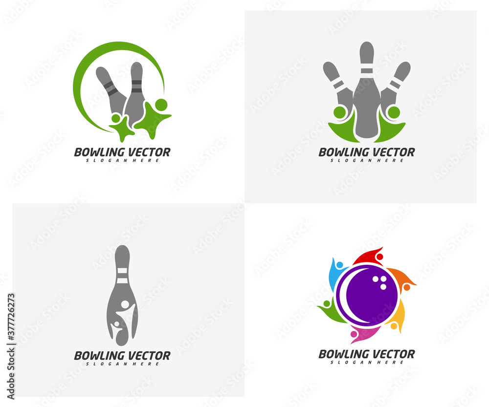 Set of Play Bowling logo template design vector, Illustration, Creative symbol, Icon Set of Play Bowling logo template design vector, Illustration, Creative symbol, Icon