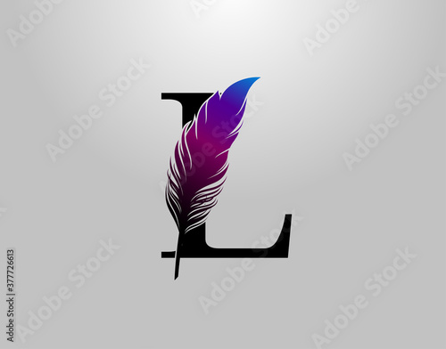 Feather L Letter Brand Logo icon, vector design concept feather with letter for initial luxury business, firm, law service, boutique and more brand identity.