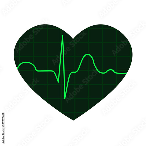 Stylized illustration of a heart and cardiogram. Medicine and health symbol. Vector isolated illustration.