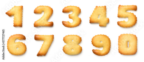 Numeric symbols biscuit Cookie isolated on white background. Clipping path.