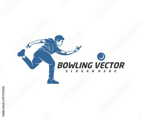 Player Bowling logo template design vector, Illustration, Creative symbol, Icon