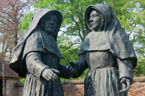 Diest beguinage, Beguines Statue, Belgium, Unesco World Heritage Site.