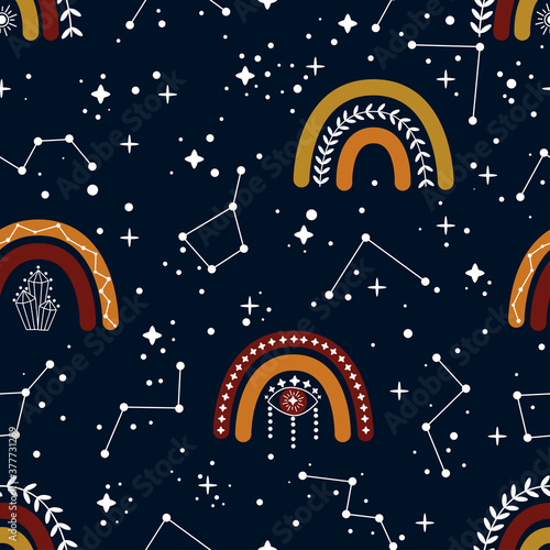 seamless pattern with mystical rainbow - vector illustration, eps