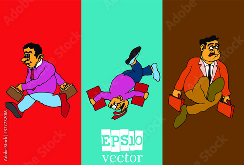 Set of businessman cartoon character, vector illustration