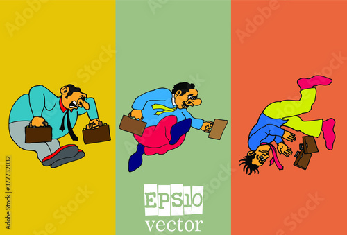 Set of businessman cartoon character, vector illustration