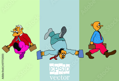 Set of businessman cartoon character, vector illustration