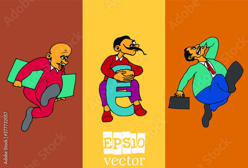 Set of businessman cartoon character, vector illustration