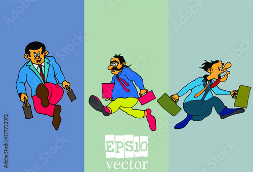 Set of businessman cartoon character, vector illustration