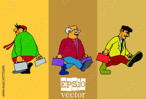 Set of businessman cartoon character, vector illustration