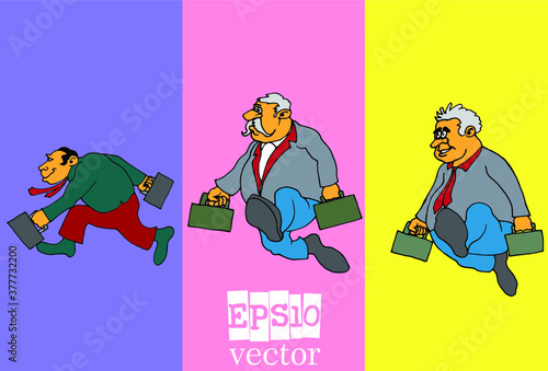 Set of businessman cartoon character, vector illustration