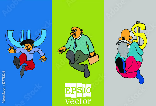 Set of businessman cartoon character, vector illustration