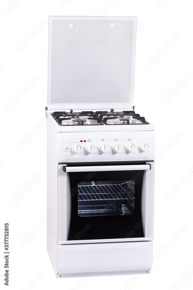 Obraz premium White free standing cooker, isolated on a white background