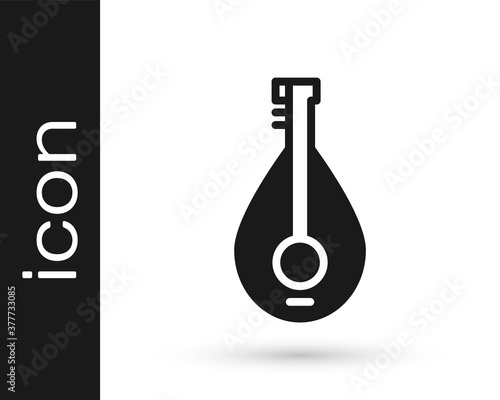 Black Traditional musical instrument mandolin icon isolated on white background. Vector.